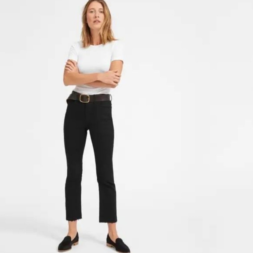 Everlane Black High Rise Cropped Kick Denim Jean Size 30 Regular